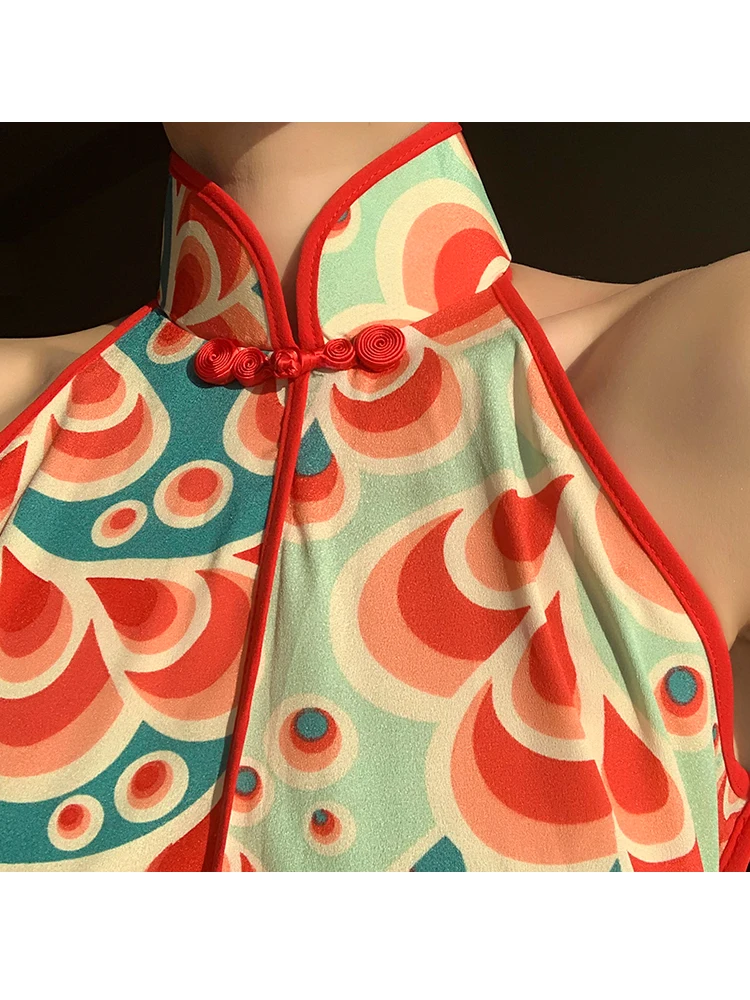 Wholesale qjB4U Le Palais Vintage Original Retro Contrast Color Collision Water Pattern Simulation Silk Show Thin Cheongsam Party Women Dress Wholesale qjB4U Le Palais Vintage Original Retro Contrast Color Collision Water Pattern Simulation Silk Show Thin Cheongsam Party Women Dress