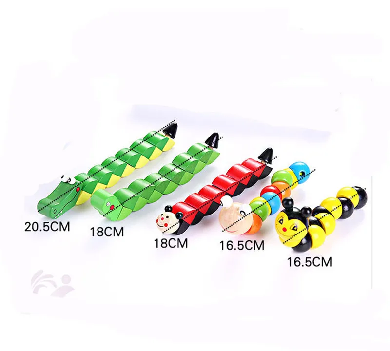 Colorful Wooden Worm Puzzles Kids Learning Educational Didactic Baby Development Toys Fingers Game For Children Montessori Gift 5