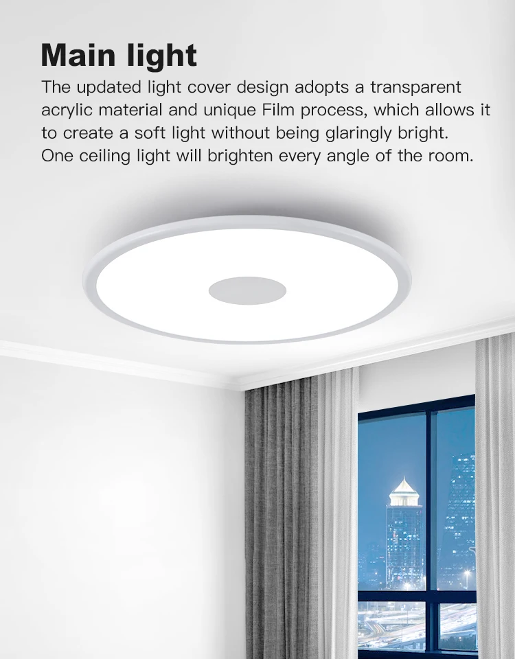 Современный светодиодный потолочный светильник RGB с затемнением bluetooth динамик 36 Вт управление через приложение для гостиной спальни умный потолочный светильник 90-265 в