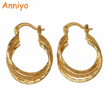

Anniyo Gold Color Stud Earring for Women/Girl Arab Jewellery Best Gift,Factory Price of African Jewelry Promotional Gift #004116