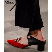 Kaeve/ г. Модные Разноцветные ажурные женские сандалии-шлепанцы обувь без шнуровки с ремешком на пятке модельные туфли на толстом каблуке обувь для подиума