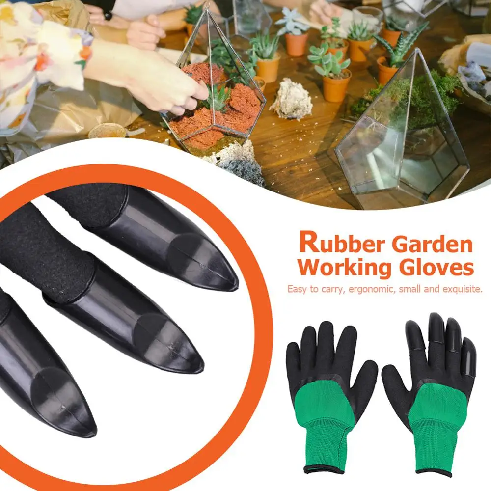 1Pair Garden Gloves with Claw Fingertip ABS Plastic Gloves Quick Excavation Plant for Household Greenhouse Digging Planting