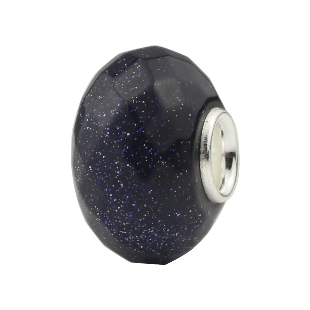 

925 Sterling Silver 4.5mm Core Size Black Stone Beads Onyx Charm Bead Fit European Troll Bracelet Jewelry Making free shipping