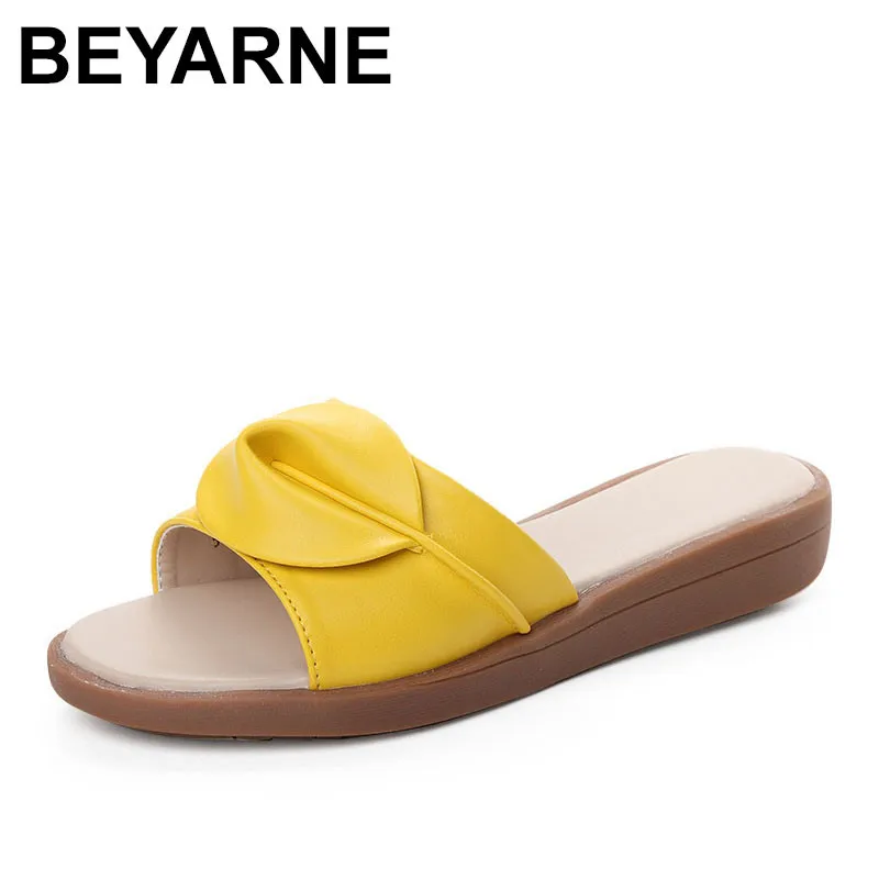Achat BEYARNE Femmes Sandales Pantoufles Flip Flops Plate Forme de Mode Sandales En Cuir Wedeges Pantoufles Talons Plage Pantoufles Diapositives Chaussures