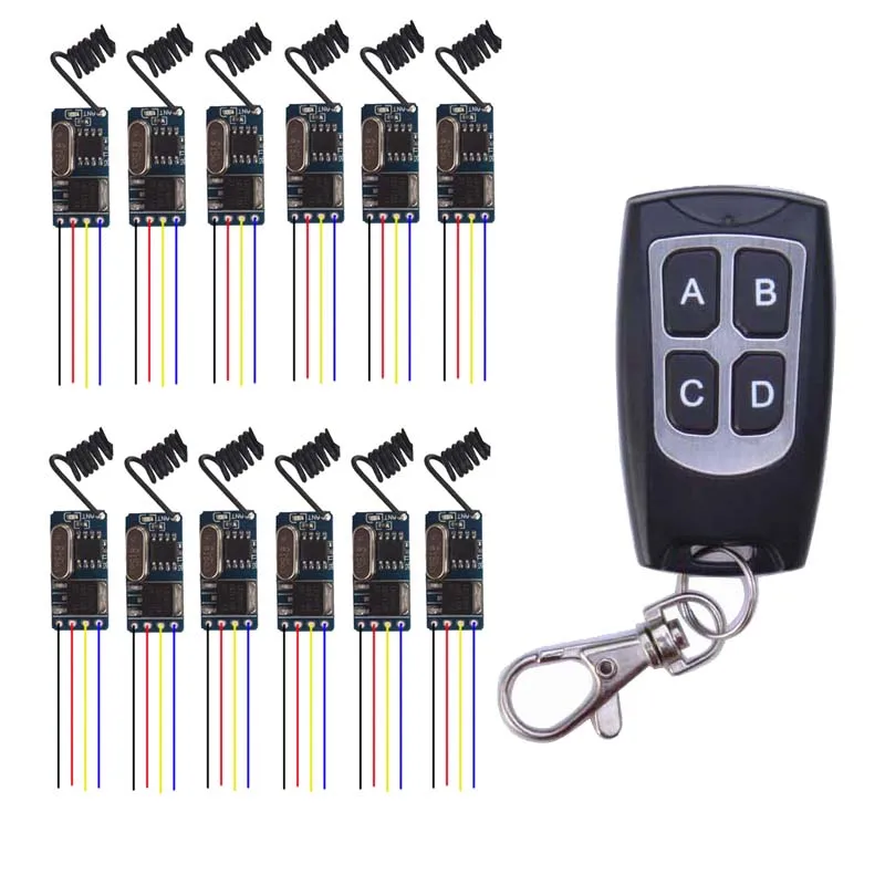 

Mini Wireless Remote Control Switch 3.7v 4.5v 5v 6v 9v 12v Micro Receiver Switch+ Transmitter DC3.5V-12V Wide Voltage