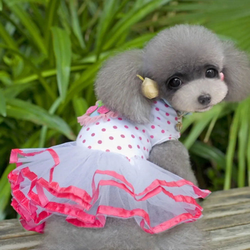 

Spring Summer Pet Cotton Breathable Clothes Cherry Bubble Dress For Small Dogs