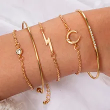 5 шт./компл. модные Femme Для женщин модная Личность Луна браслеты с надписью "Lightning" аксессуары ювелирные изделия