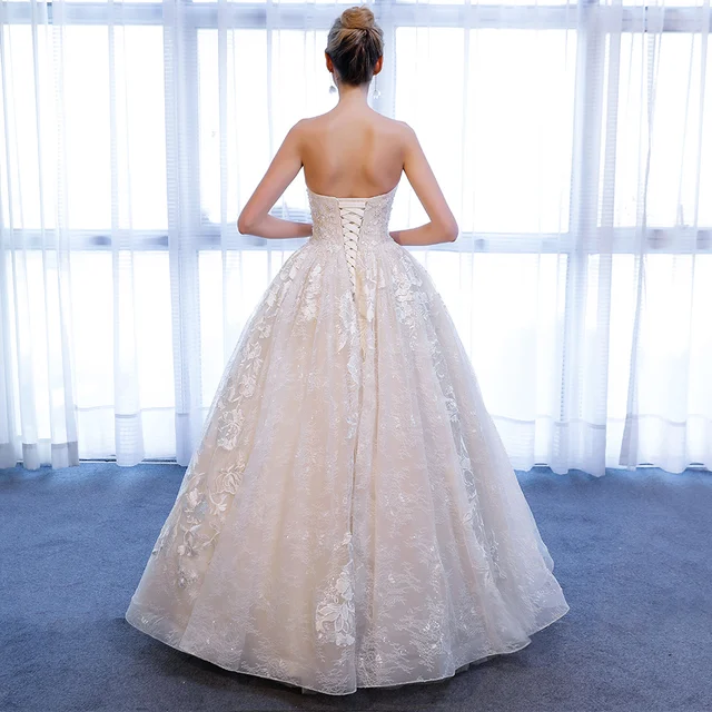 SL-308 2018 Vintage Sweetheart Full Lace Applique Long Wedding Dresses 3