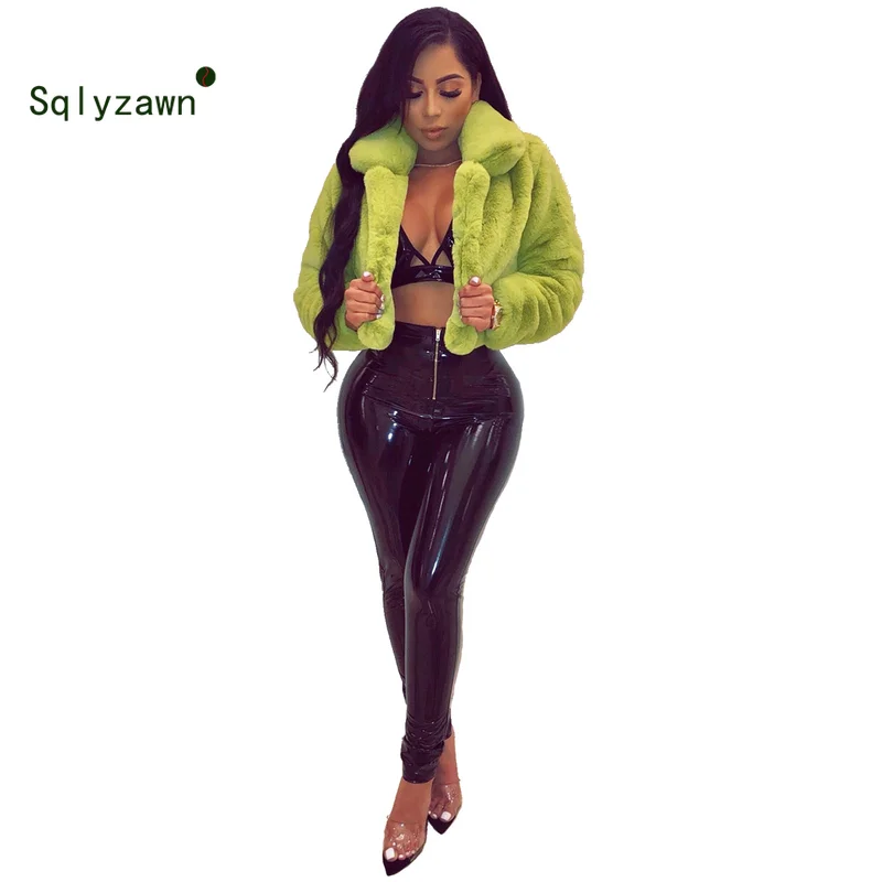 Faux Fur Coat Winter Neon Fluorescent 