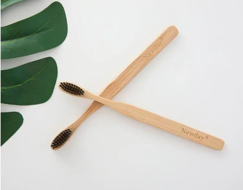 Alça de Bambu Escova de Dentes Escova de Bambu Atacado Natural Oral Care Whitening Cerdas Macias Eco 100 Pcs 8 Cerdas Macias Escova De Bambu Eco