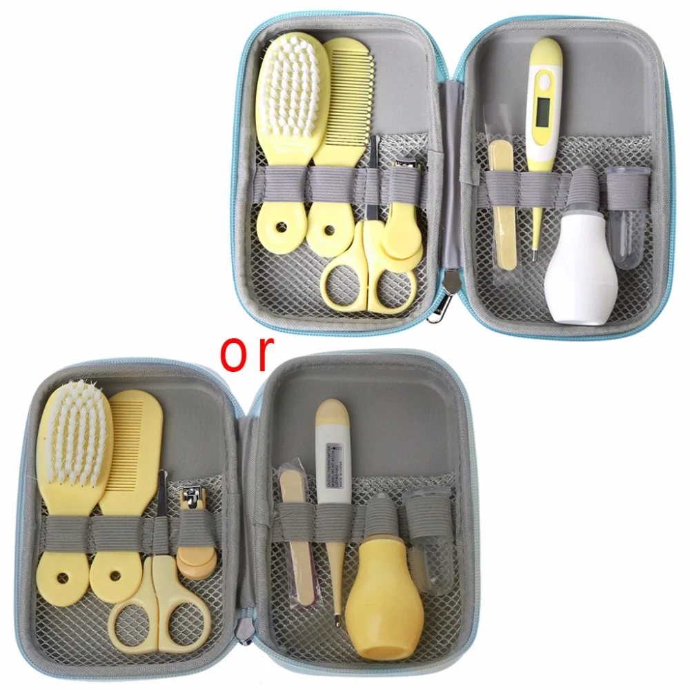 8Pcs/Set Newborn Baby Kids Nail Care Hair Health Care Thermometer Grooming Brush Kit Baby Care Set