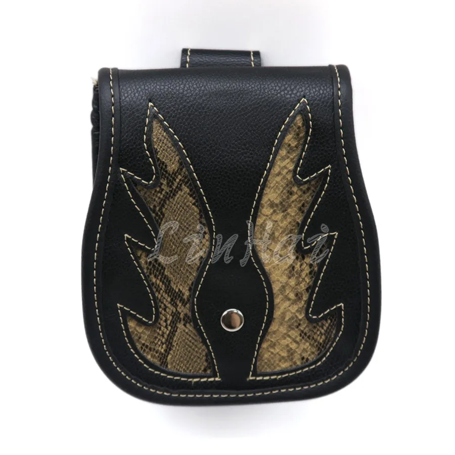 Black PU Leather Flame Belt Bag Waist Holster Purse Pouch Side Bag Storage Saddle Bag Pocket For Harley Honda Yamaha