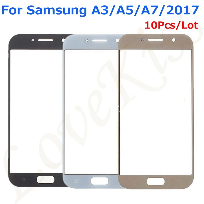 10 шт./лот передняя внешняя стеклянная сенсорная панель для Samsung Galaxy A3 A5 A7 2017 Duos A320F