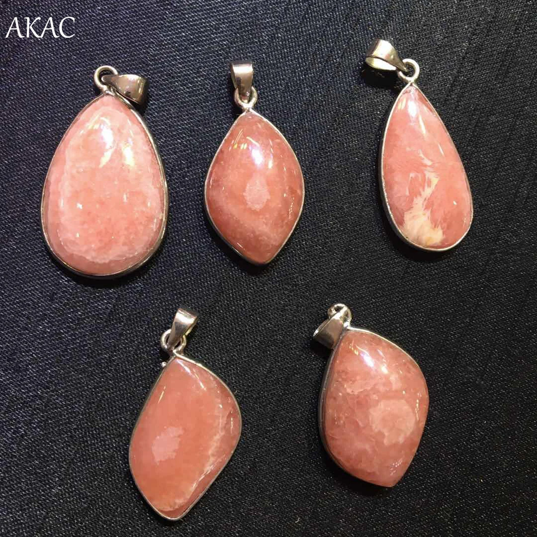 

AKAC approx10-11*15-18mm natural rhodochrosite white copper pendant charms for jewelry making design send randomly