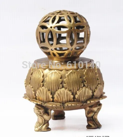

Copper nine fortunes turn things around furnace ornaments Lucky Lotus incense censer crafts transit