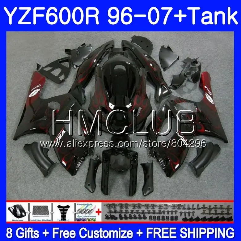 

Kit For YAMAHA Thundercat YZF600R 96 97 98 99 00 01 99HM.4 YZF 600R YZF-600R 1996 1997 1998 1999 2000 2001 Red flames Fairing