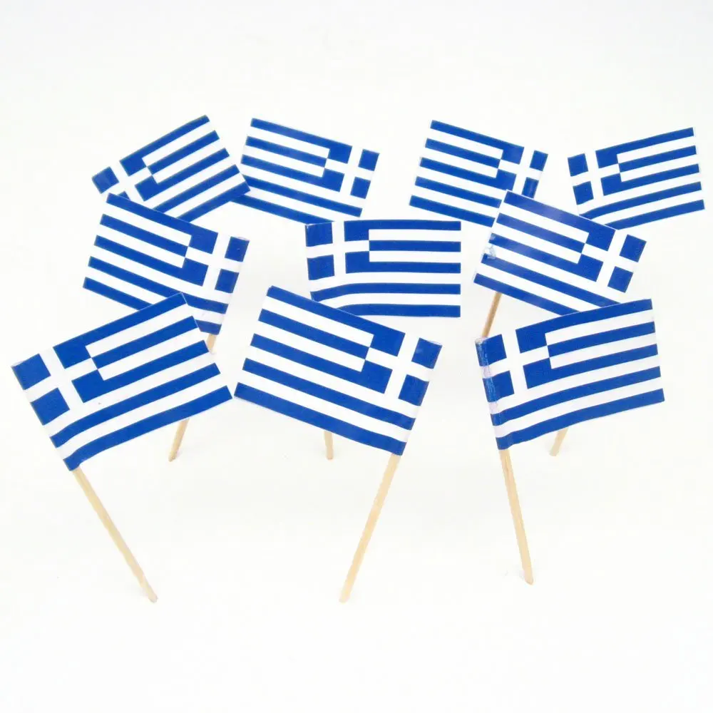 

300Pcs Greece Flag Paper Food Picks Dinner Cake Toothpicks Cupcake Decoration Fruit Cocktail Sticks Party Supplies