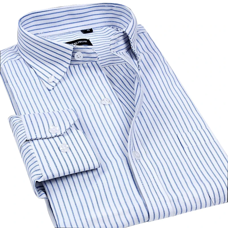 Men's Oxford Shirts Wrinkle Resistant Slim Fit Dress Button-Down Long Sleeve Fashion Brand Man Shirts F0717