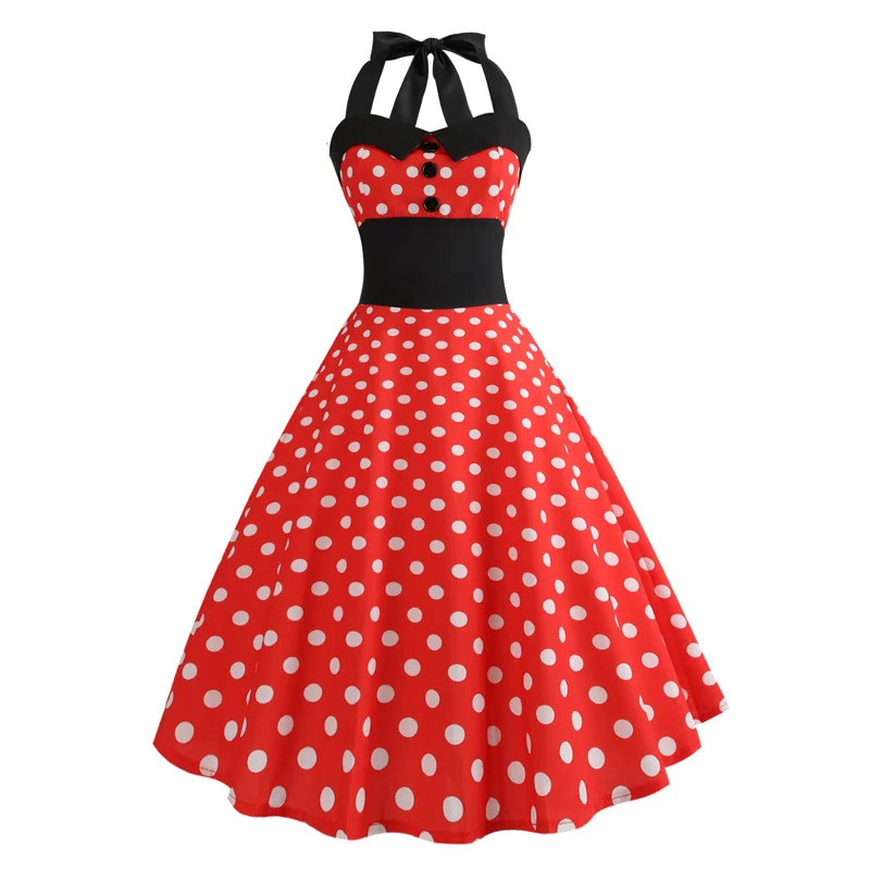 HeyGalSing Винтажное платье 2018 Лето рукавов Холтер Pin up vestidos Для женщин элегантный