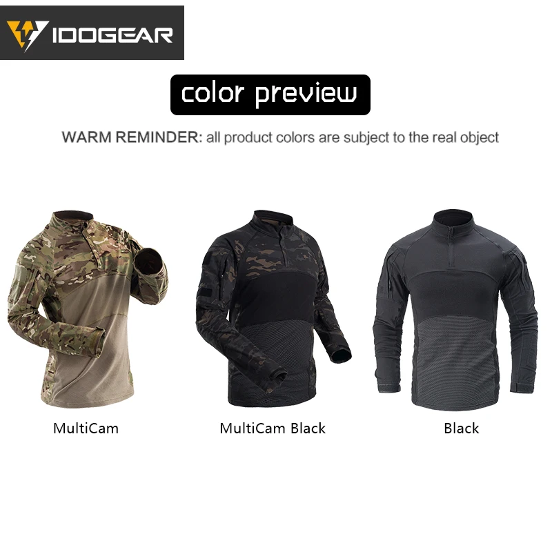 IDOGEAR тактическая рубашка с длинным рукавом камуфляжный Топ для страйкбола