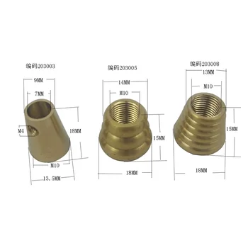 

4pieces/lot M10 threaded hollow tube adapter truncated cone brass tube connection coupler conveyer adapter
