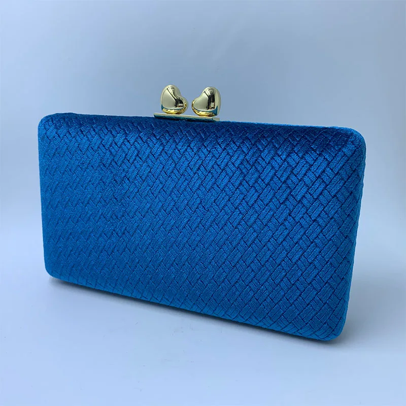 Королевская Ночная ткань бархатное замшевое жесткий клатч Сумки вечерние клатчи и сумки для женщин зеленый/темно-синий/синий - Цвет: Lake blue as photo