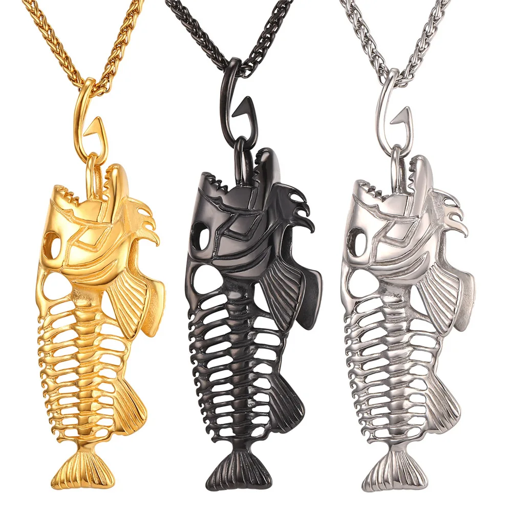 Gold/Black/Stainless Steel Color Fish Pendant Necklace For Men/Women Wholesale Gift Fish