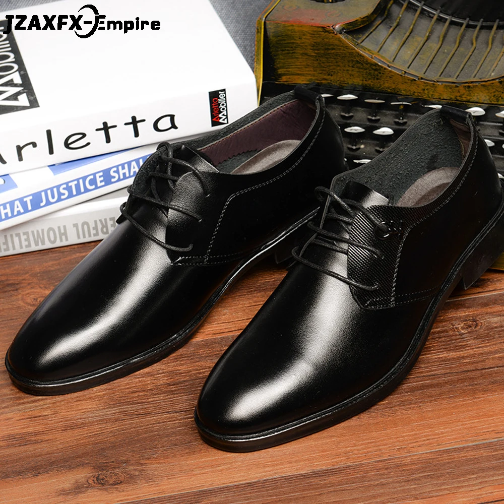 

New Men Formal Leather Shoes Lace-up Pointed Toes Business Wedding Dress Shoes Top Quality oxford shoes for men