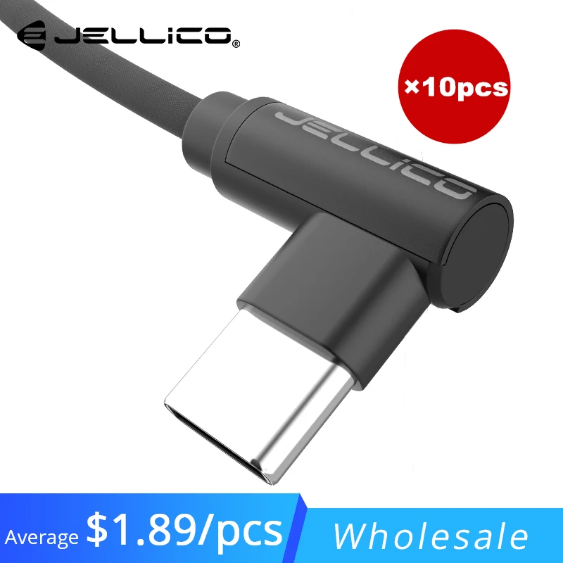 

Jellico 10pcs USB Cable Type C 90 Degree USB C Phone Cable L Type-c Data Cord For Samsung Xiaomi Huawei Wholesales Dropshipping