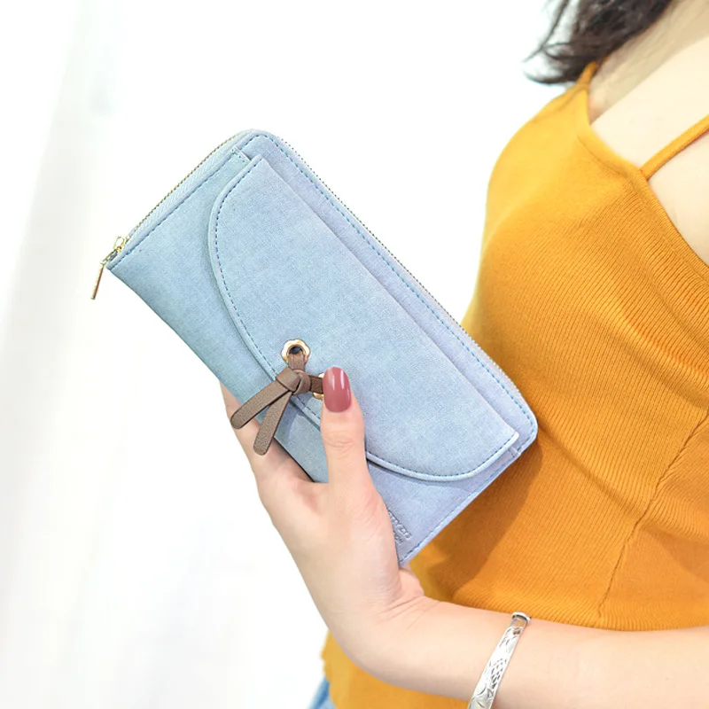 

2019 New Leather Women Wallet Zipper Hasp Criss-Cross Purses Long Design Ladies Purses Coin Card Holders Wallets