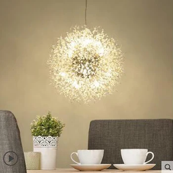 

Nordic minimalist living room spark ball crystal restaurant modern creative led art warm bedroom bar chandelier led lighting