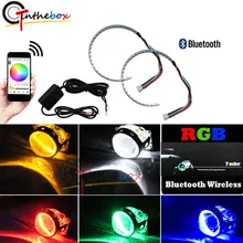 Controle Remoto Sem Fio Bluetooth 15-SMD RGB LEVOU Projetores Demônio Eye Halo Anel Kit para Farol ou 2.5 “2.8” 3.0 “Retrofit Pr