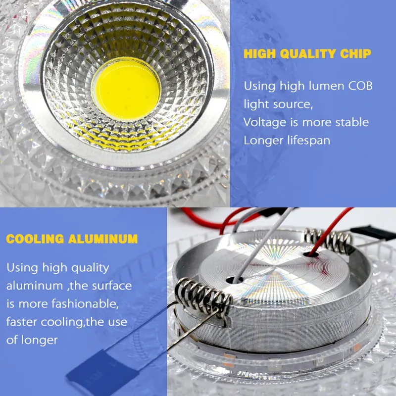 COB LED Downlight Colorful Panel Light RGB 3W 110V 220V Recessed Lamp Fixture Halogen Lamp Decoration Purple Spot light led downlight ceiling lamps