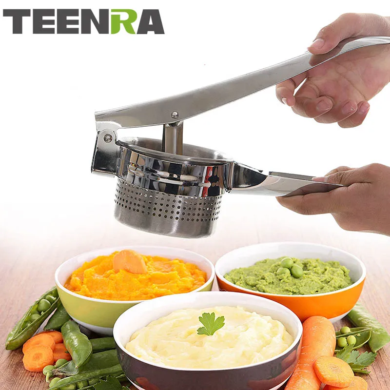 

TEENRA 1Pcs Stainless Steel Potato Ricer Masher Vegetable Fruit Press Manual Juicer Squeezer Potato Press Kitchen Tools