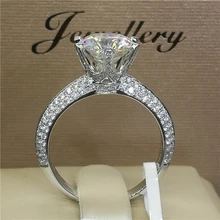 Vecalon элегантный дизайн Настоящее 925 пробы Серебряное кольцо 5A Циркон Cz Обручальное кольцо кольца для женщин Свадебные украшения