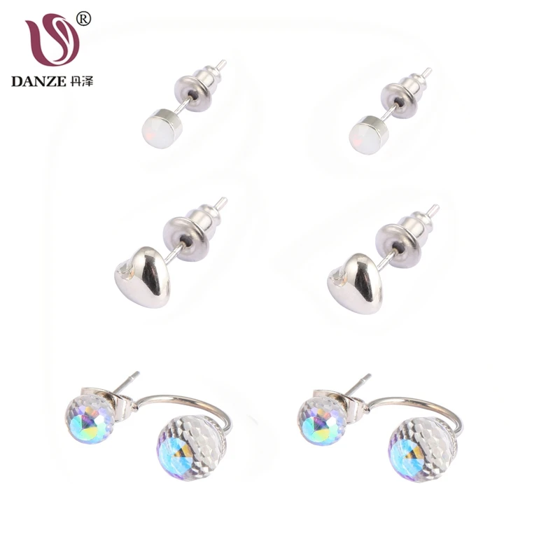 

DANZE 3 Pairs/lot Cute 6mm 10mm Small Ball Stud Earrings Set For Girls Women Glass Beads Earings Gift for Child Brinco Wholesale