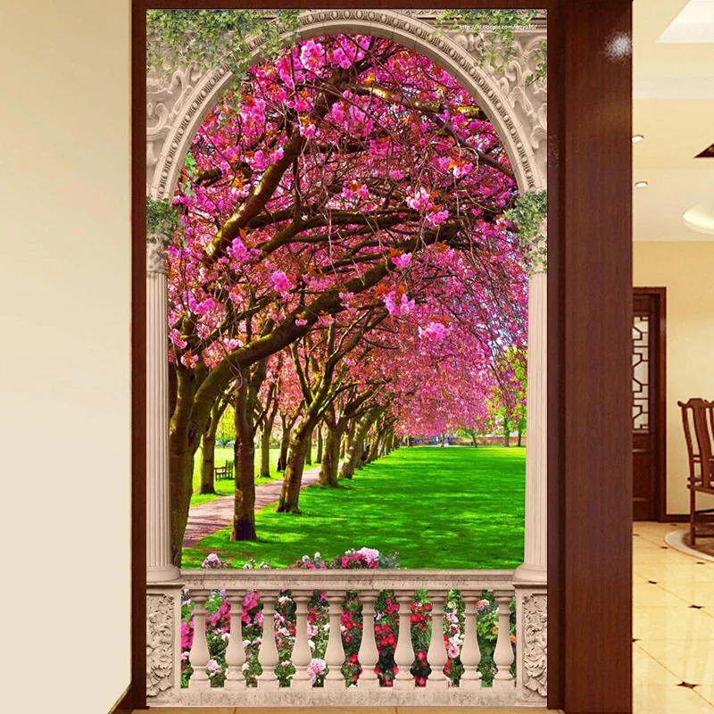 

Youran DIY Diamond Embroidery Cherry Tree Landscape Diamond Painting Needlework Kit Rhinestones Cross Stitch Wall Decoration