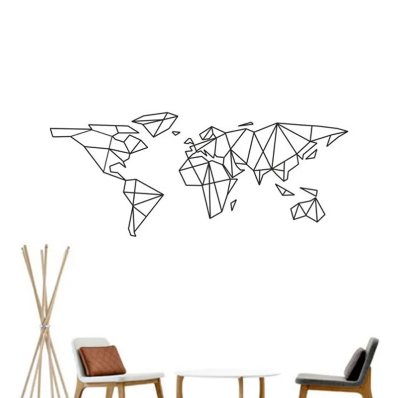 

Multicolor Map vinyl wall of the world decal home decor Geometric Removable World Map Dimensional Geometric wall Decal sticker