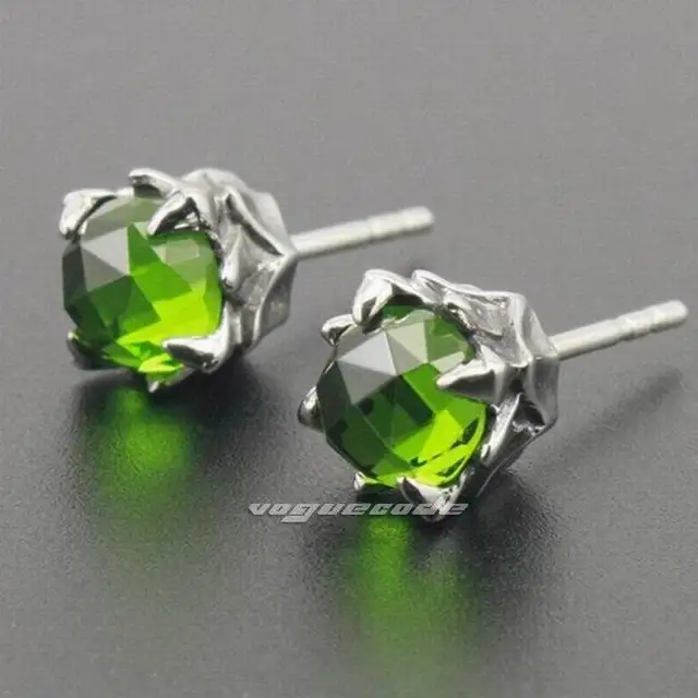 316l Stainless Steel Olive Green Cz Stone Mens Stud Earrings 3l003 2 316l Stainless Steel Olive Green Cz Stone Mens Stud Earrings 3l003 2 Pieces