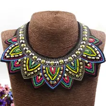 Для женщин Винтаж подвеска Чокер ожерелья большой, в стиле бохо ожерелья Этническая богемная женская обувь с ювелирные изделия заявление племенных Бисер ручной работы воротник
