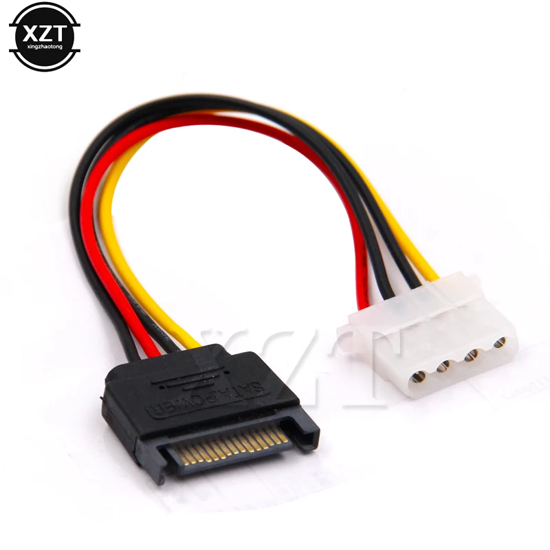 2 pcs 15 Pin SATA Male to 4 Pin Molex Female IDE HDD Power Hard Drive Cable Nov4 mosunx