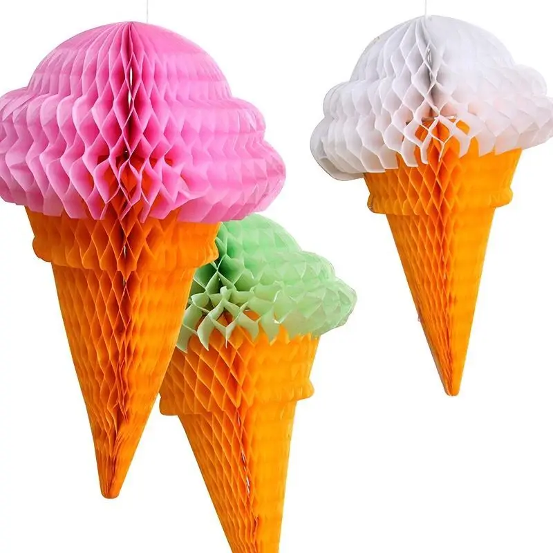 1pc Ice Cream Honeycomb Balls Children S Day Decor Paper Lanterns