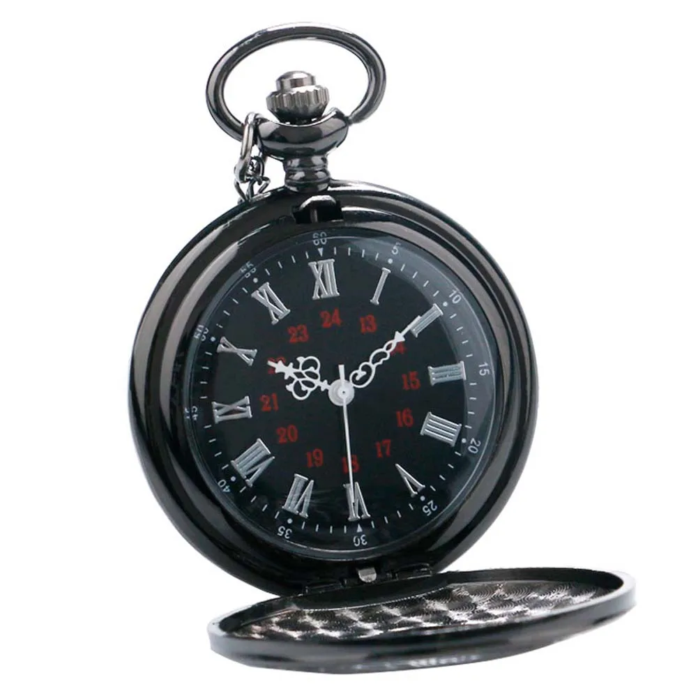 MS римские полые ретро черные кварцевые часы супер мужские карманные часы LXH - Цвет: Черный