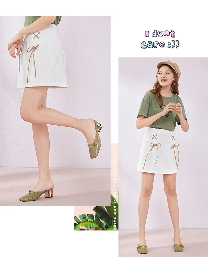 SEMIR/2019 летняя новая юбка женская хлопковая Милая юбка для девочек с бантом Черная юбка для уличной одежды