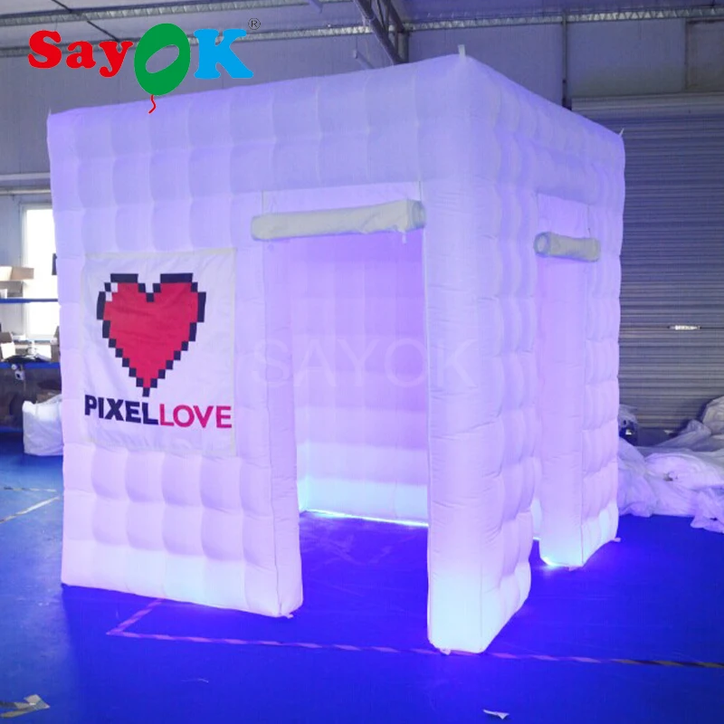 2,5 м надувной photo booth с GBR светодиодный свет для вечерние свадебные украшения