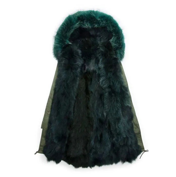 Doublure Veste Manteaux Renard Parka Fourrure Laveur Style M Raton Col Marque Italie D'hiver Foncé Capot De Vraie Vert Femmes xwqU8nz0T