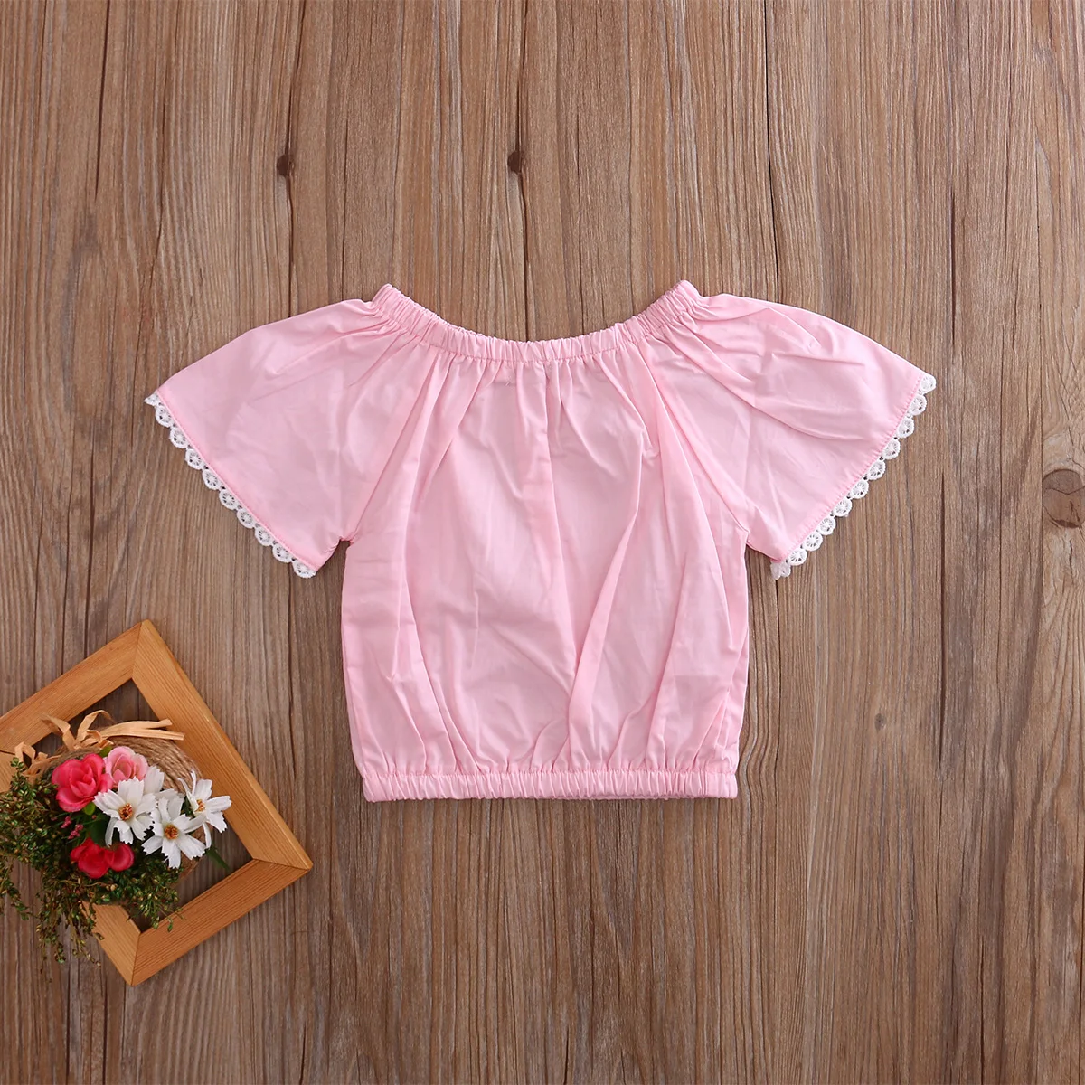 

Emmababy 2019 Fashion Newborn Infant Baby Girl Summer T-shirt Tank Top Tee Cute Lace Pink T-shirt 0-24M