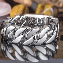 24 мм 26 мм тяжелый панк 316L браслет из нержавеющей стали Снаряженная кубинская звено цепи для мужчин мальчиков титановая сталь модный кольцеобразный браслет ювелирные изделия
