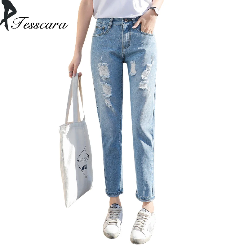Hole Ripped Jeans For Women Spring Summer Embroidery Harem