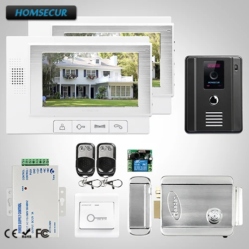 

HOMSECUR 7" Wired Video Door Phone Intercom System with One Button Unlock TC011-B + TM702-W